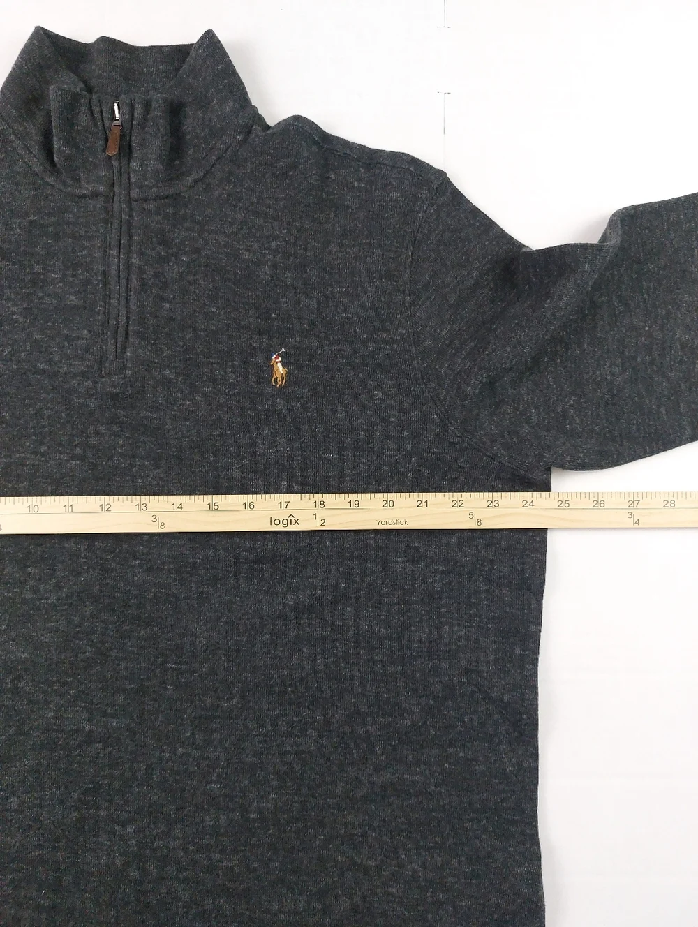 Polo Ralph Lauren Estate Rib Shirt Mens Large Gray 1/4 Zip Pullover Long Sleeve